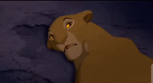 a cartoon lioness with yellow eyes is looking up