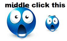 a blue smiley face with the words middle click this