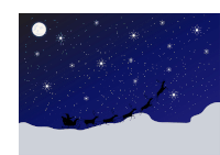 a drawing of santa claus in a sleigh pulled by reindeer at night