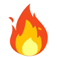 a cartoon drawing of a fire with a yellow center on a white background