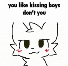 a drawing of a cat with the words you like kissing boys don 't you