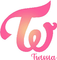 a pink twice logo with the name twissia underneath it