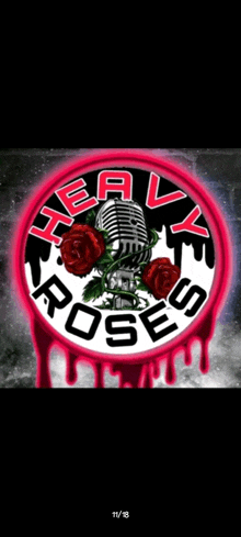 heavy roses logo with a microphone and roses