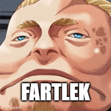 a cartoon of a man with a beard and the word fartlek on his face