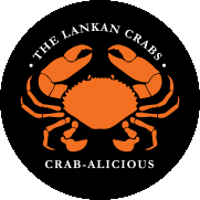 a logo for the lankan crabs with an orange crab