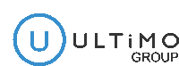 a logo for ultimo group with a blue circle around the letter u