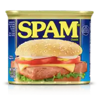 a can of spam classic with a hamburger on it