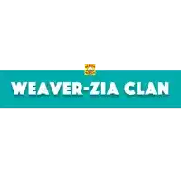 a blue sign that says weaver-zia clan