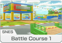 a screenshot of a video game called battle course 1 for the snes