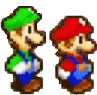 a pixel art drawing of mario and luigi standing next to each other