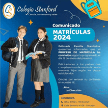 an advertisement for colegio stanford in spanish