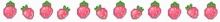 a row of pink tomatoes with green stems on a white background .