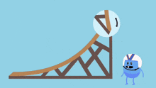 a cartoon drawing of a roller coaster with the number 1 on the top