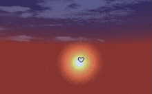 a pixel art of a heart in front of a sunset