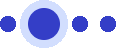 four blue circles are lined up in a row on a white background .