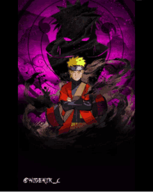 a picture of naruto with a purple background and the name hidekir on the bottom