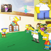 bart simpson and homer simpson standing in front of a building