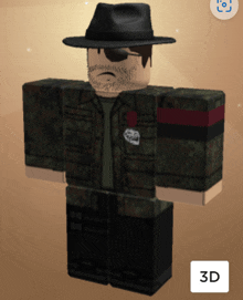 a 3d model of a man wearing a hat and sunglasses