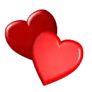 two red hearts stacked on top of each other on a white background