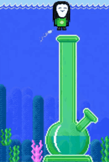 a video game with a bong and a sign that says level clear bonus 2000 j x 03