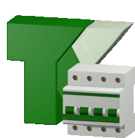 a green t is next to a white box with green stripes