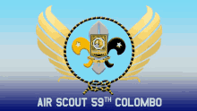 a logo for air scout 59th colombo with a blue background