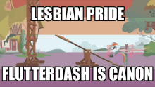 a poster with a rainbow dash and the words lesbian pride