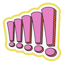 a cartoon drawing of a row of pink exclamation points