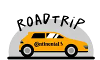a yellow car with continental written on the side of it