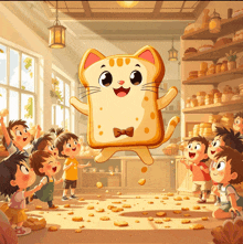 an illustration of a cat made out of bread