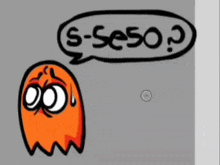 a drawing of a ghost with a speech bubble that says s-se50