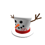 a snowman top hat with antlers and candy canes on it .