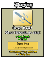 a poster that says buying ornate sword ethera 's favourite so shiny