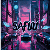 the word satuu is on a poster with cars on it