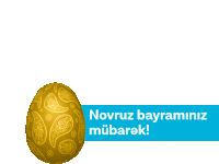 a gold easter egg with a blue banner that says novruz bayraminiz mubarak on it