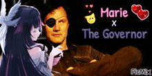 a picture of a man and a girl with marie x the governor written on the bottom