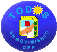 a blue button with the words todos en movimiento cpf