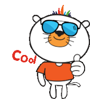 a cartoon tiger wearing sunglasses and giving a thumbs up