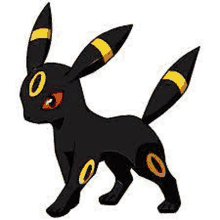 umbreon is a black pokemon with yellow stripes on its ears and legs .