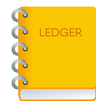 a yellow book with the word ledger written on the cover