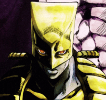 a close up of a cartoon character with a yellow head