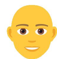 a bald man 's face with a smile on it