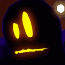 a cartoon drawing of a ghost with yellow eyes and mouth