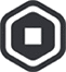 a black and white icon with a square in the middle .