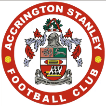 the logo for accrington stanley football club has a coat of arms on it