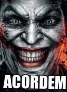 a poster of the joker with the words acordem written below it