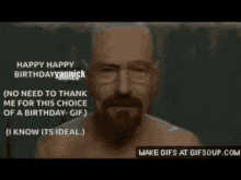 a man with glasses and a beard says happy happy birthday vannick no need to thank me for this choice of a birthday gif