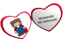 a nintendo my beloved heart with a picture of mario on it