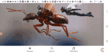 a phone screen shows a picture of an ant man riding an ant woman