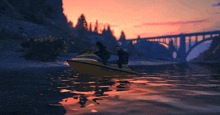 a yellow jet ski with a license plate that says ' sdc ' on it